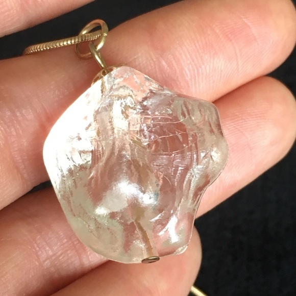 Vintage Gold Tone Clear Rock Necklace - Picture 8 of 10